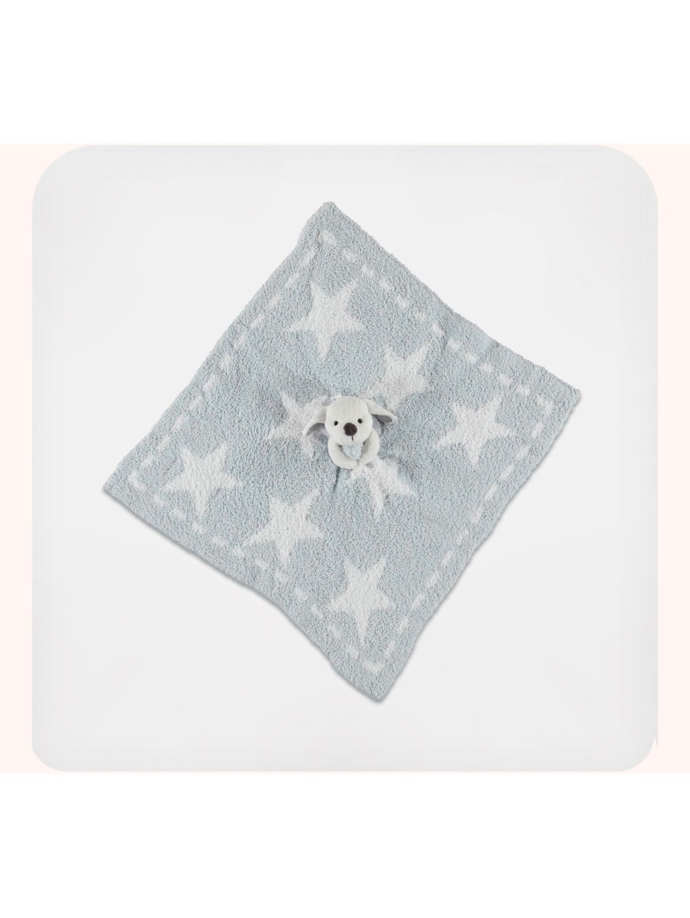 Barefoot Dreams CozyChic Dream Buddie Blanket Aqua Ice White/Stars/Puppy